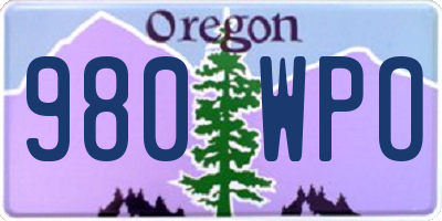 OR license plate 980WPO