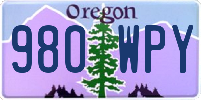OR license plate 980WPY