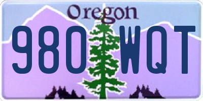 OR license plate 980WQT