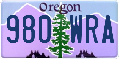 OR license plate 980WRA