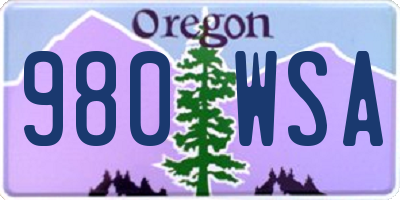 OR license plate 980WSA