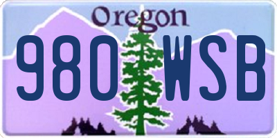 OR license plate 980WSB