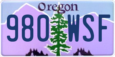 OR license plate 980WSF