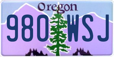 OR license plate 980WSJ