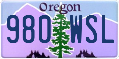 OR license plate 980WSL