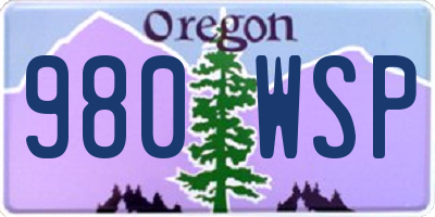 OR license plate 980WSP