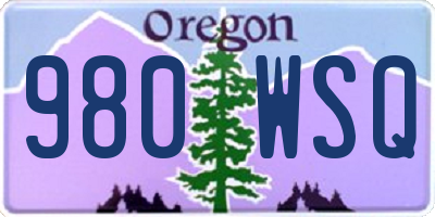 OR license plate 980WSQ