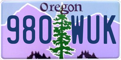 OR license plate 980WUK
