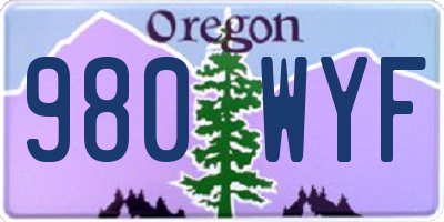 OR license plate 980WYF