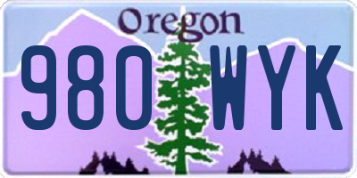 OR license plate 980WYK