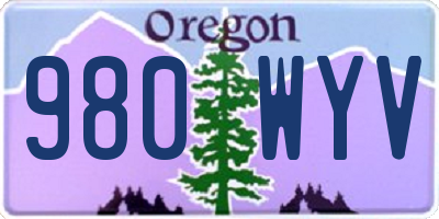 OR license plate 980WYV