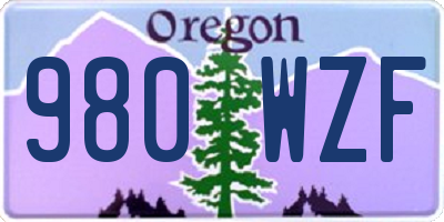 OR license plate 980WZF
