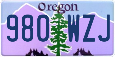 OR license plate 980WZJ