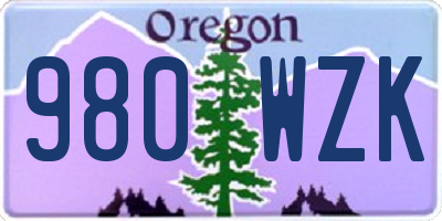 OR license plate 980WZK