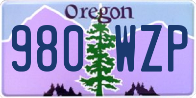 OR license plate 980WZP