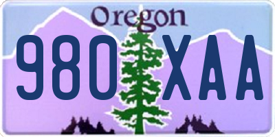 OR license plate 980XAA