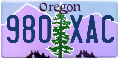 OR license plate 980XAC