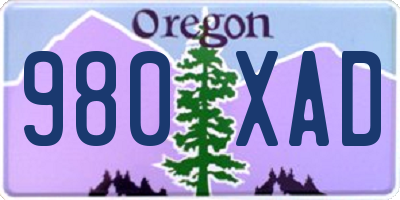 OR license plate 980XAD