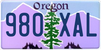 OR license plate 980XAL