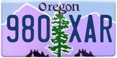 OR license plate 980XAR