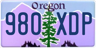 OR license plate 980XDP