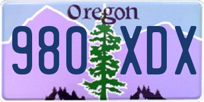 OR license plate 980XDX