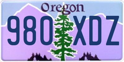OR license plate 980XDZ