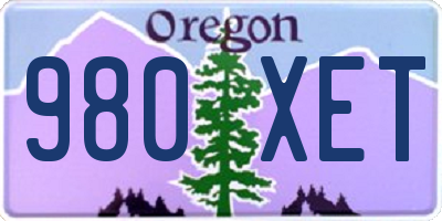 OR license plate 980XET