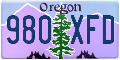 OR license plate 980XFD