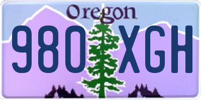 OR license plate 980XGH