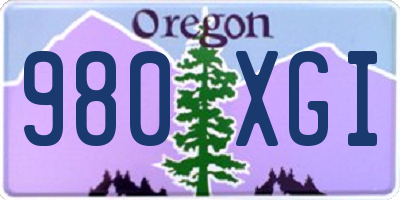 OR license plate 980XGI