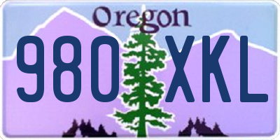 OR license plate 980XKL