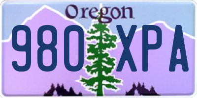 OR license plate 980XPA
