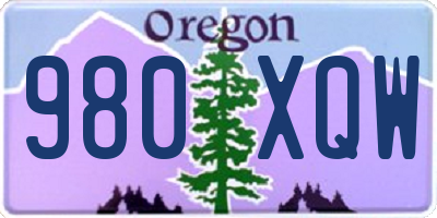 OR license plate 980XQW