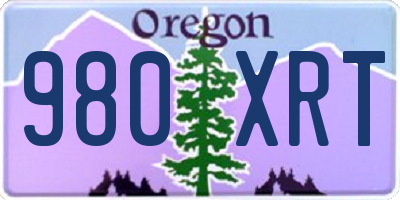 OR license plate 980XRT