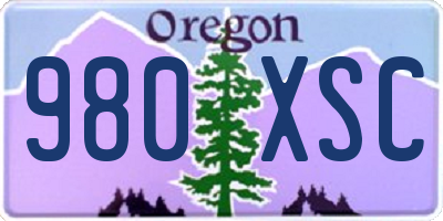 OR license plate 980XSC