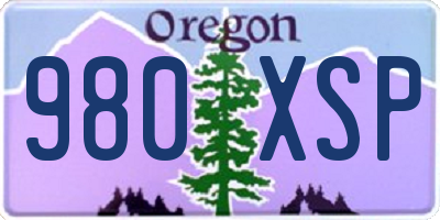 OR license plate 980XSP