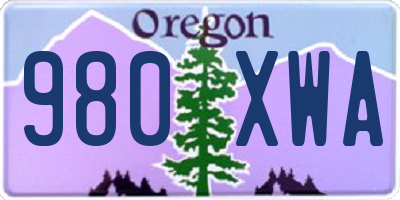 OR license plate 980XWA