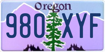 OR license plate 980XYF