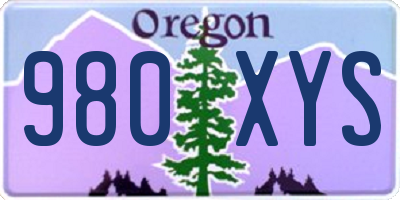 OR license plate 980XYS