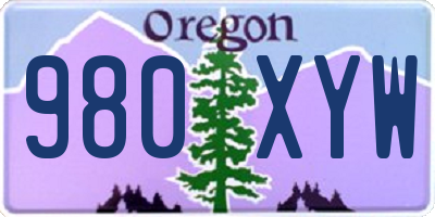 OR license plate 980XYW
