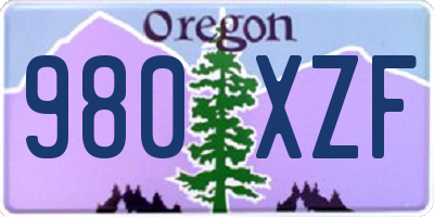 OR license plate 980XZF