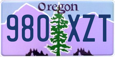 OR license plate 980XZT