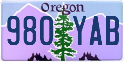 OR license plate 980YAB