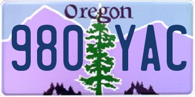 OR license plate 980YAC
