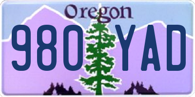 OR license plate 980YAD