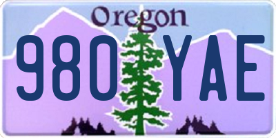 OR license plate 980YAE