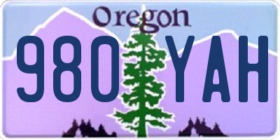 OR license plate 980YAH