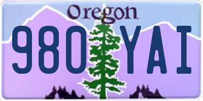 OR license plate 980YAI