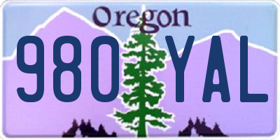 OR license plate 980YAL